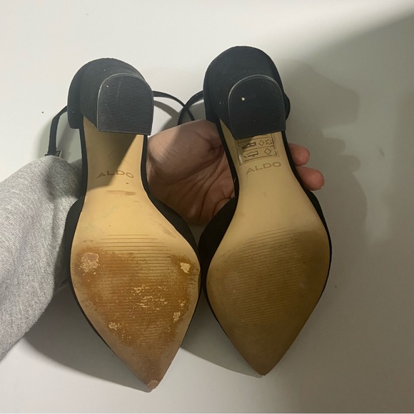 Black suede also heels size 8 - Picture 2 of 5